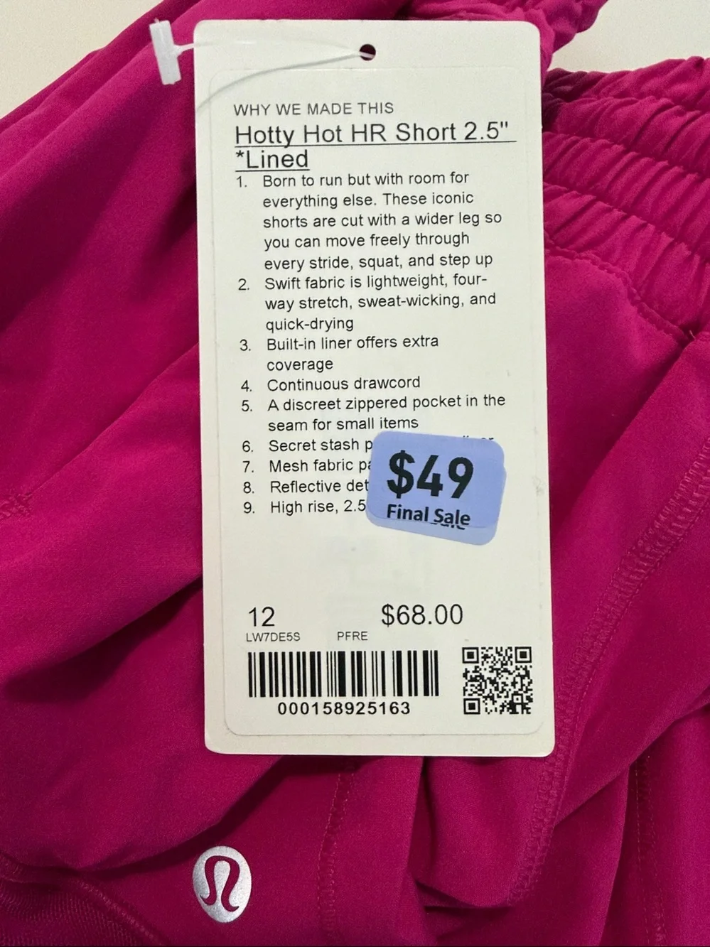 Lululemon - Hotty Hot High Rise Short 2.5” - Size 12 - NWT